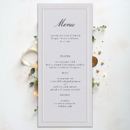 Menú Marco Clásico Moderno Formal Marfil Boda Elegante