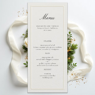 Menú Marco de boda clásico elegante formal ecru