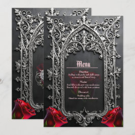 Menú Marco de Rosa Gótica Elegante para Bodas