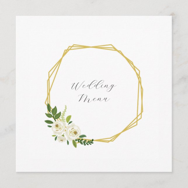 Menú Marco Floral de Rosa Blanca de Lujo (Anverso)