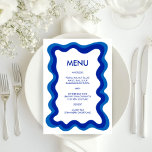Menú Marco ondulado Moda moderna Personalizado azul Bar<br><div class="desc">Una carta de menú perfecta para un murciélago mitzvah, bar mitzvah u otra celebración judía! ¡La mano hizo un marco ondulado para ti en la parte delantera! ¡TODO PERSONALIZABLE! Haga clic en "Personalizar" para editar el texto. Haga clic en "editar usando la herramienta de diseño" para ajustar las fuentes, colores...</div>