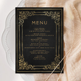Menú Marco vintage Boda de color negro dorado