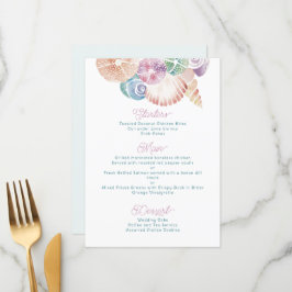 Menú Mares acuarela marinaconchas en azul, Naranja púrp