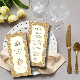 Menú Marfil Gold Damask Elegance Boda musulmán islámico