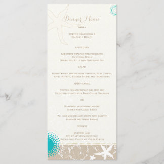 Menú Marfil Taupe Boda de Starfish Playa Verde azulada