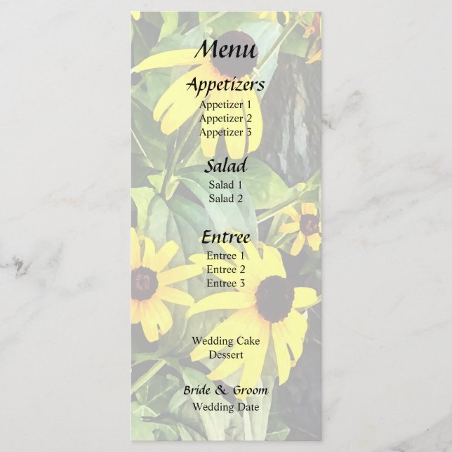 Menú Margaritas de Ojos Negros Junto a Pared de Piedra (Anverso)