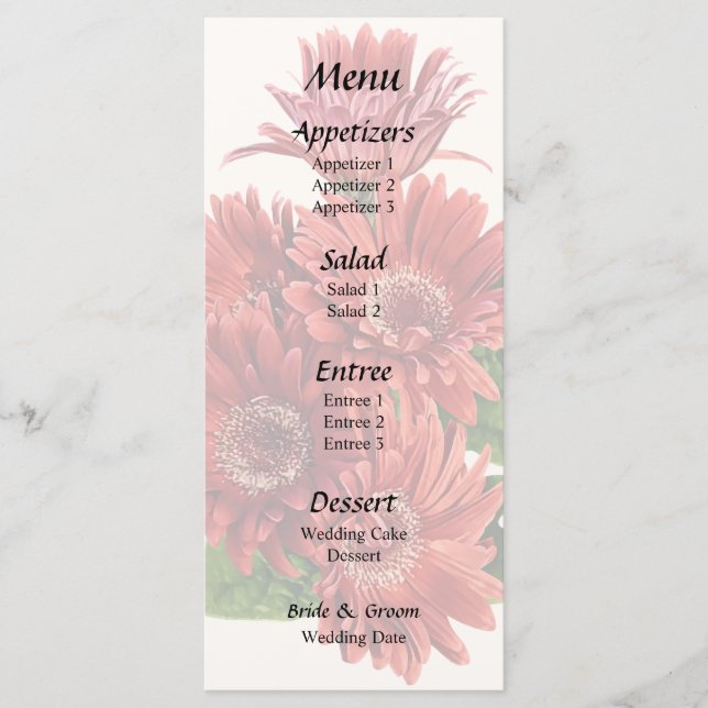 Menú Margaritas Gerbera Rojas (Anverso)