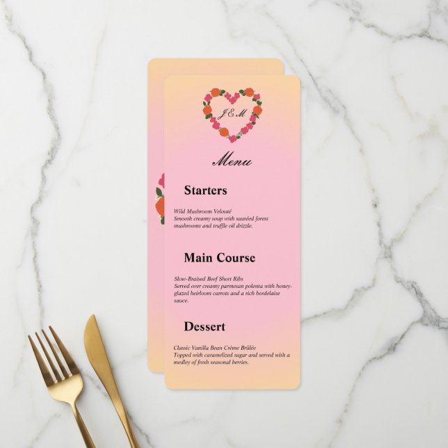 Menú mariage rose et orange (Anverso/Reverso In Situ)