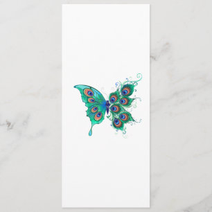 Menú Mariposa con plumas de pavo real verde