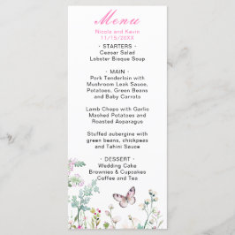 Menú Mariposa Floral Verde de Primavera Boda