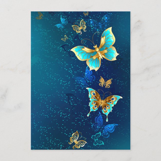 Menú Mariposas doradas sobre fondo azul (Anverso)