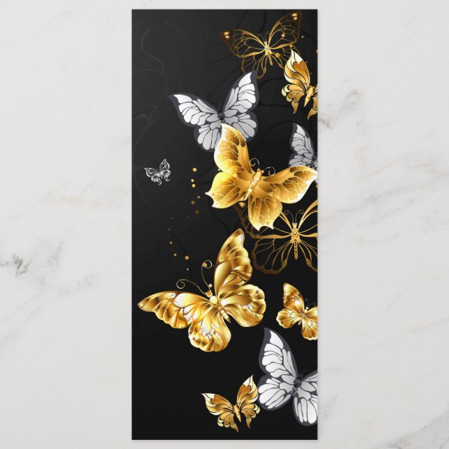 Menú Mariposas doradas y blancas (Anverso)