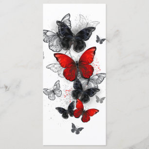 Menú Mariposas Morpho voladoras negras y rojas