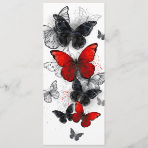 Menú Mariposas Morpho voladoras negras y rojas