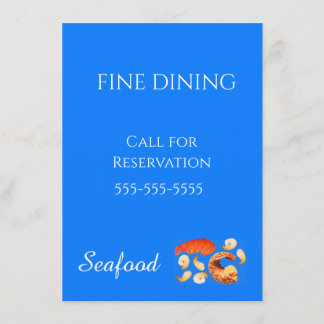 Menú Mariscos de Comedor de Lujo Personalizar Fondo Azu