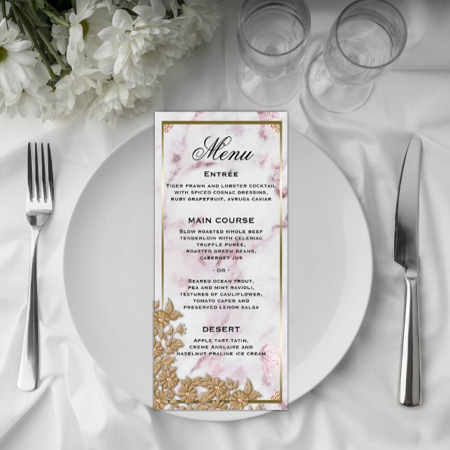 Menú Mármol rosa y Boda de Perlas de Oro (Subido por el creador)