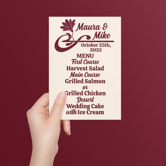 Menú Maroon Art Nouveau Flourier Boda (Subido por el creador)