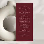 Menú Maroon Burgundy Classic Calligraphy Boda formal<br><div class="desc">Este diseño es parte de una colección; por favor,  póngase en contacto conmigo si necesita ayuda para encontrar diseños o productos coincidentes; También está disponible en colores alternativos</div>