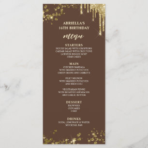 Menú marrón y dorado elegante y divertido