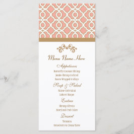 Menú marroquí coral y dorado