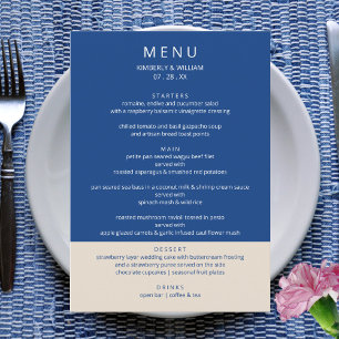 Menú Marseille Bleu Boda Cena de ensayo moderna