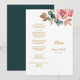 Menú MARY Watercolor Rosa Emerald Green Boda