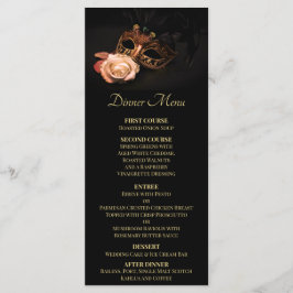 Menú Mascarada elegante con rosa blanca