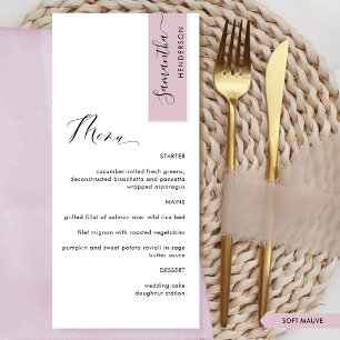 Menú Mauve Suave, Personalizado con Nombre del Invitado