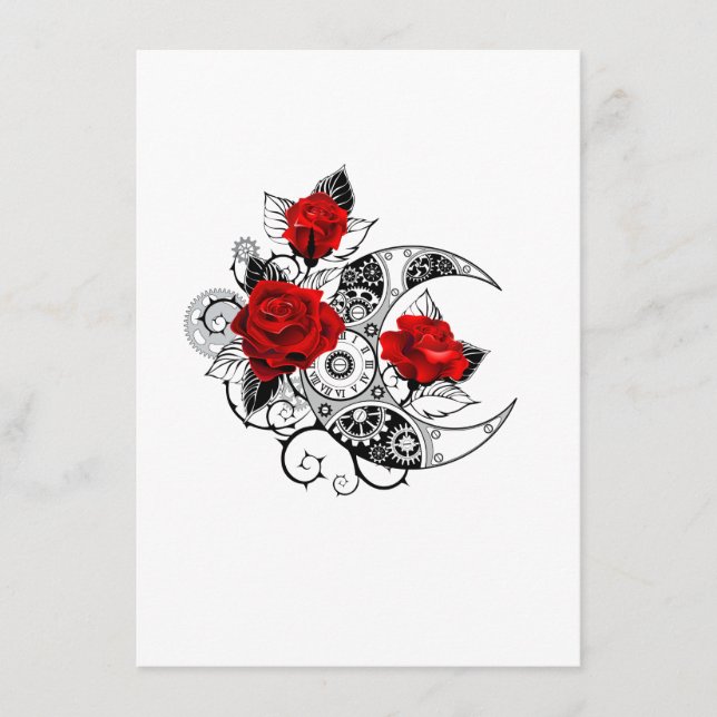 Menú Media luna mecánica con rosas rojas (Anverso)