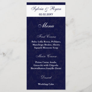 Menú Menus, Boda de fotografía en blanco y marina
