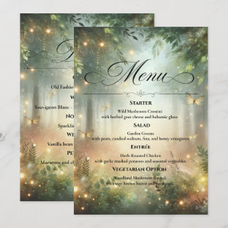 Menú Mesa mágica de boda en el prado del bosque místico