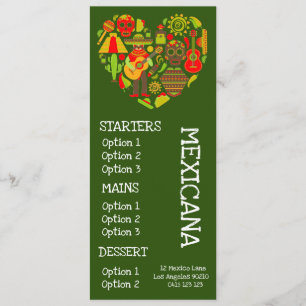 Menú mexicano de la cena de la comida del