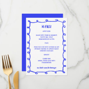 Menú Mey Loops Mano Dibujó Bar Personalizado Bat Mitzva