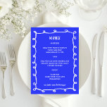 Menú Mey Loops Mano Dibujó Bar Personalizado Bat Mitzva<br><div class="desc">Una carta de menú perfecta para un murciélago mitzvah, bar mitzvah u otra celebración judía! ¡La mano hizo un caos desordenado para los bucles de pinceles en el lado delantero! ¡TODO PERSONALIZABLE! Haga clic en "Personalizar" para editar el texto. Haga clic en "editar usando la herramienta de diseño" para ajustar...</div>