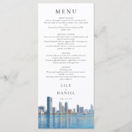 Menú Miami Skyline Watercolor Destination Wedding