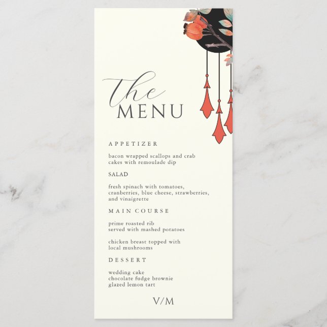Menú Midnight Autumn Wedding Invitation Wedding (Anverso)