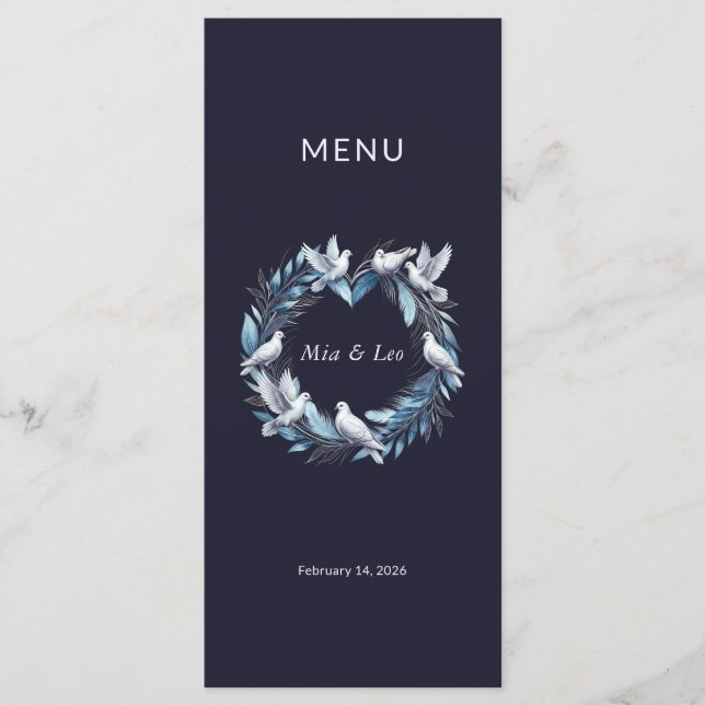 Menú  Midnight Blue and Wreath / Boda Azul y Corona  (Anverso)