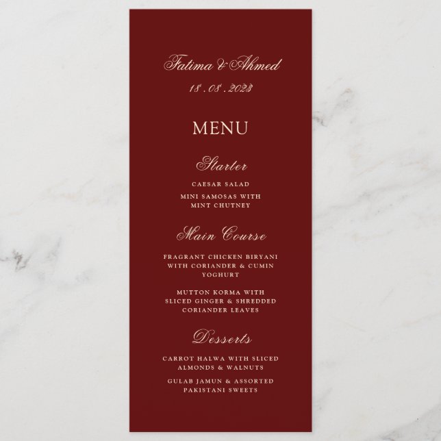 Menú Mínima mesa moderna de Bodas musulmanes de oro de  (Anverso)