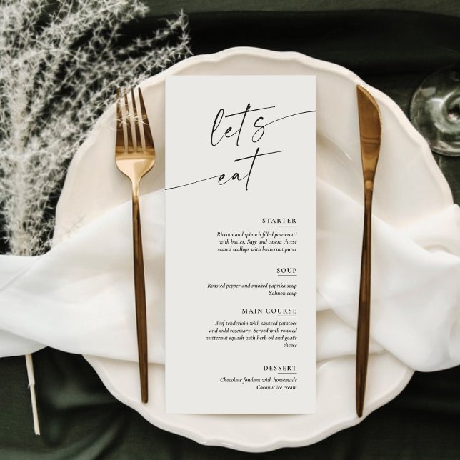 Menú Minimal and Chic Calligraphy Dinner Wedding (Subido por el creador)