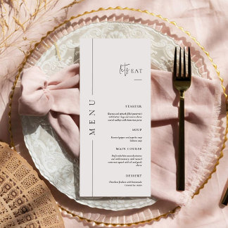 Menú Minimal and Chic Calligraphy Dinner Wedding