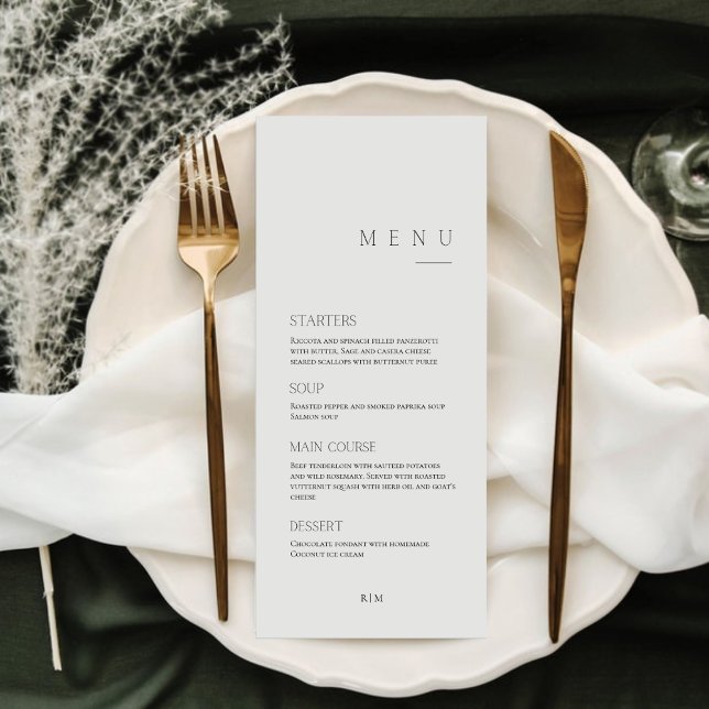 Menú Minimal Calligraphy Black & White | Dinner Wedding (Subido por el creador)