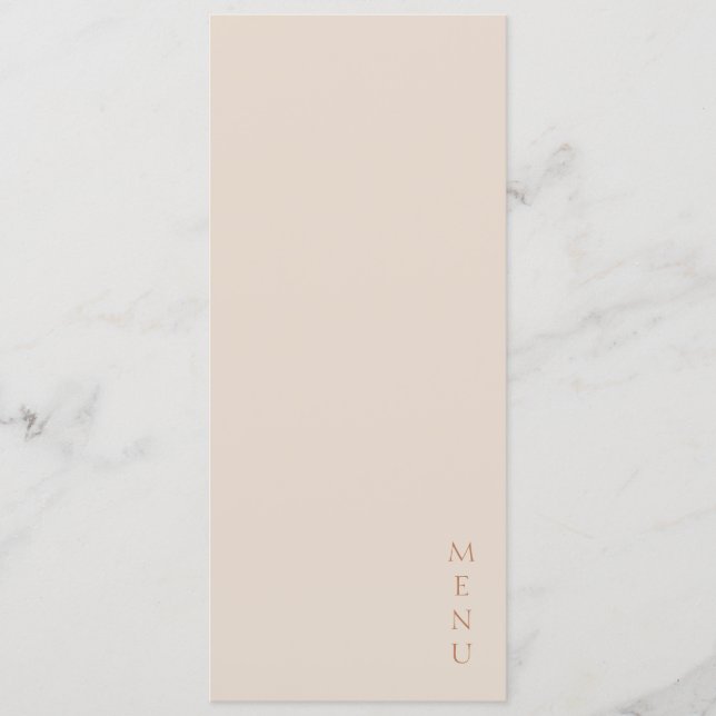 Menú Minimalist Desert Sand Copper Script  Wedding  (Anverso)