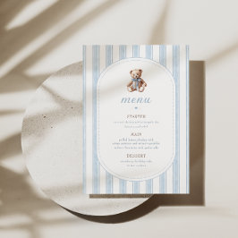 Menú Minimalista azul Teddy Bear