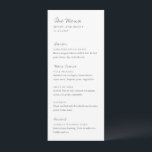 Menú Minimalista Boda moderno negro y blanco<br><div class="desc">Menú boda moderno con un diseño sencillo y mínimo con fuentes serif y script.</div>