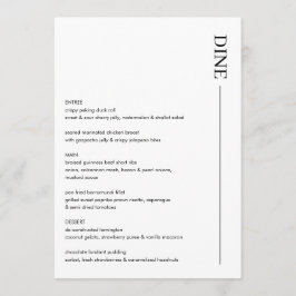 Menú minimalista Boda negro y blanco 5x7 Moderno