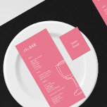 Menú minimalista de Boda rosa claro<br><div class="desc">Estas elegantes y modernas tarjetas a la carta de boda o de menú para la cena presentan un diseño de texto sencillo,  con un ilustracion minimalista. Añada sus iniciales o su monograma para hacerlas completamente propias.</div>