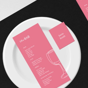 Menú minimalista de Boda rosa claro