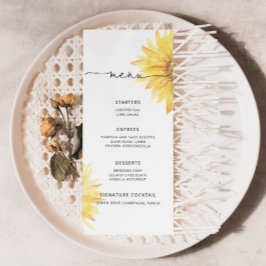 Menú minimalista de girasol elegante y acuático