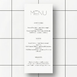Menú Minimalista de Restaurante o Boda Ligero