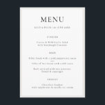 Menú Minimalista elegante | Boda sencillo de Moda moder<br><div class="desc">Una carta de enganche sencilla y elegante con un moderno diseño minimalista, con una tipografía clásica y un ambiente sofisticado de moda. El texto se puede personalizar fácilmente con las opciones de menú para un diseño único de un tipo boda. Si necesita ayuda para personalizar este producto, póngase en contacto...</div>